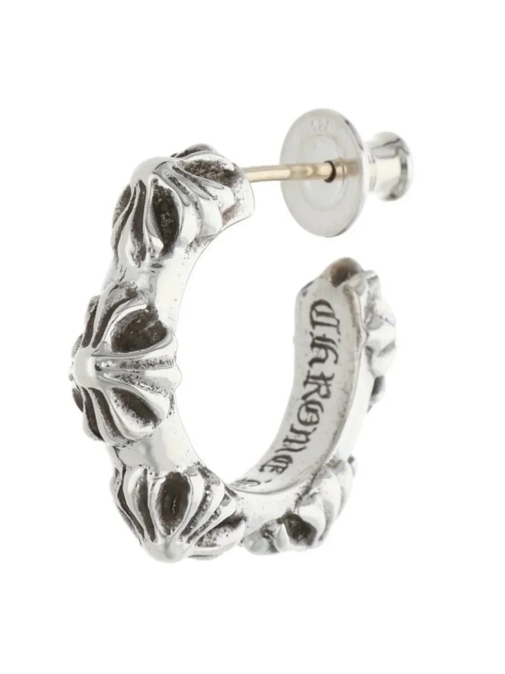 Chrome Hearts Hoop Cross Sml Band Silver Earrings